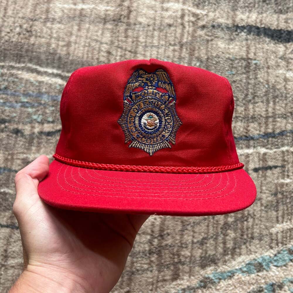 Vintage 90's City of Englewood Colorado Police Department Red Strapback Hat Cap